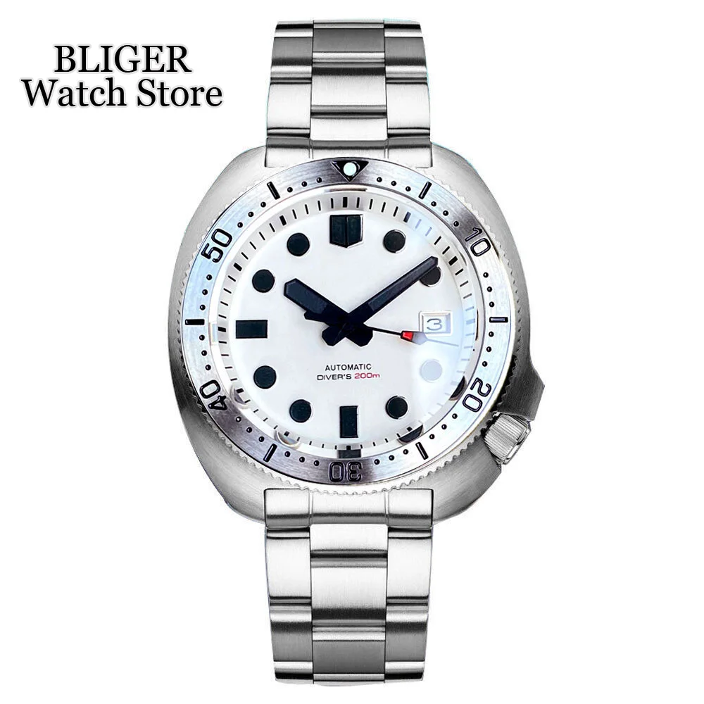 NH35A Tandorio White MOP Dial 44mm Automatic Men Diving Wristwatch 200M Waterproof Sapphire Crystal Ceramic/Steel Insert Date