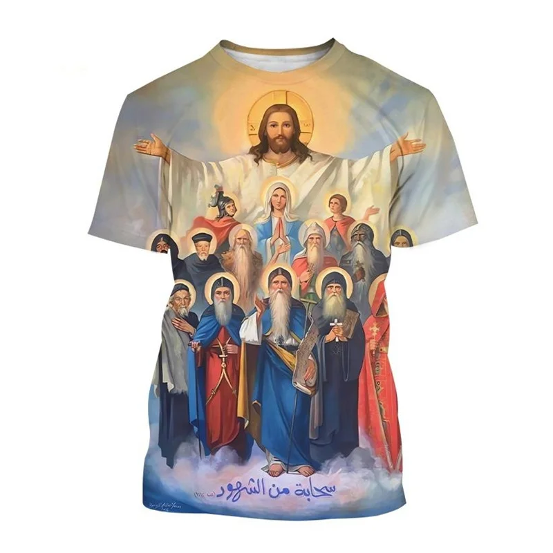 

New Summer 3D Christian Jesus Printed T Shirt Jesus Bless Everyone Fashion Short Sleeves Harajuku Y2k Clothing Tee Shirt Clothes