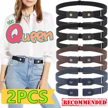 2/1PC Buckle-Free Belt Adjustable Stretch Elastic Waist Band Invisible Belts Women Men Jean Pants Dress No Buckle Easy To Wear 1