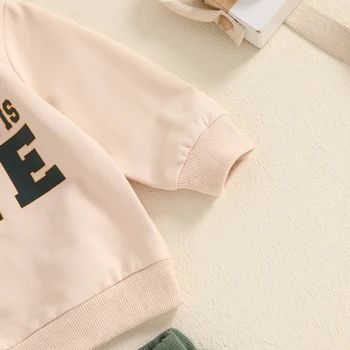 2024-07-23 Lioraitiin Baby Boys Pants Set, Long Sleeve Crew Neck Letter Print Sweatshirt with Elastic Waist Pants Infant Clothes 5