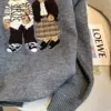 Retro Sweater Bear Jacquard Knitted Sweater Women's Autumn and Winter Loose Slim Casual Round Neck Lazy Style Top 6