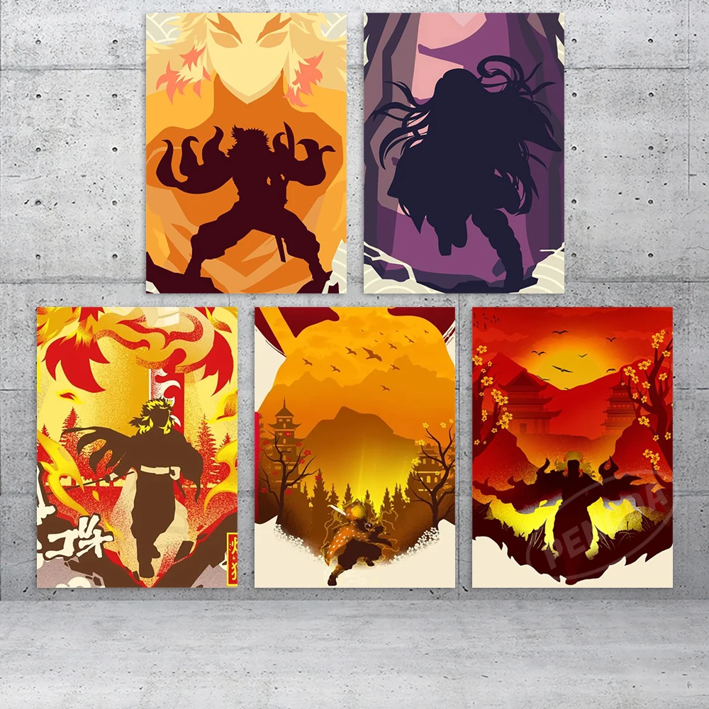 

Home Decor Demon Slayer Canvas Wall Kamado Nezuko Art Painting Rengoku Kyoujurou Pictures Anime Printing Poster For Living Room