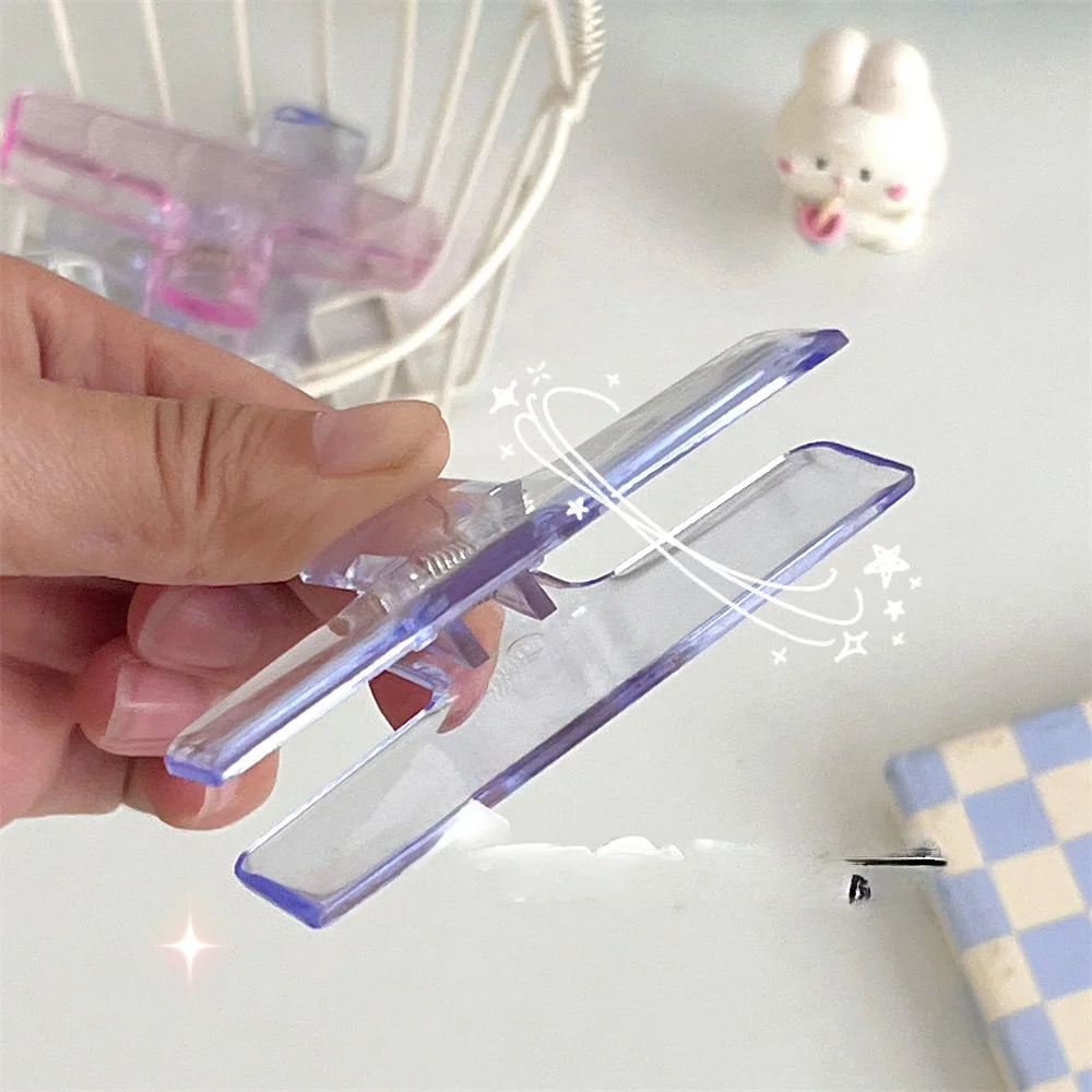 5Pcs High Appearance Transparent Jelly Folder Student Exam Paper Clip Acrylic Clear Long Tail Clip Ice Clear Storage