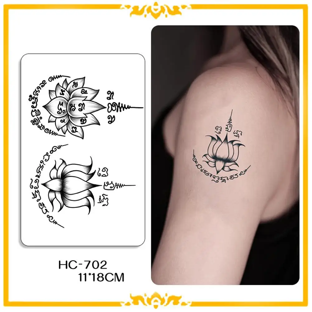 Thai Herbal Buddhist Scripture Temporary Tattoo, Realistic Waterproof Arm Sleeve Body Art, Long-Lasting Fake Tattoo Sticker