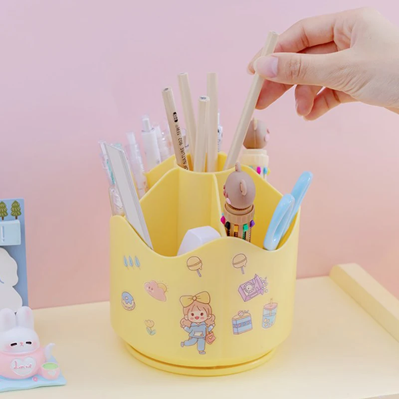 Pen Holder Desk Organizer Large Capacity Rotating Stationery Pencil Cup For Home Office