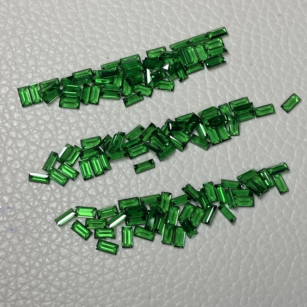 Meisidian 5A Quality 2x4mm Baguette Cut Lab Grown Emerald Stone For Ring Making