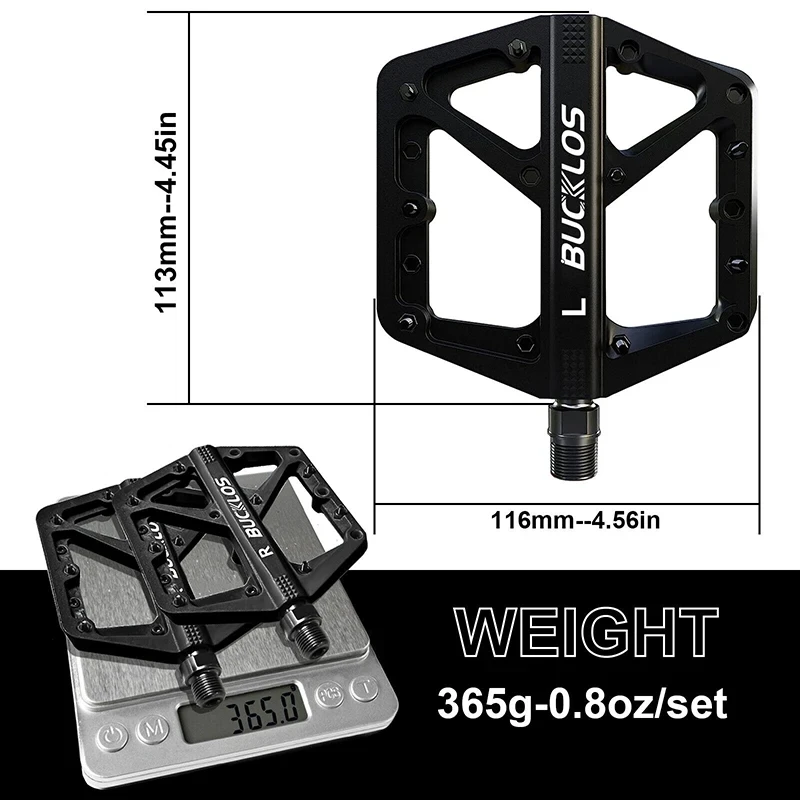 BUCKLOS Durable Nylon Flat Bike Pedals with Sealed Bearings