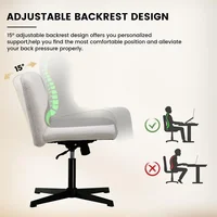Wide Seat Channel Upholstered Office Chair White Boucle Modern Comfort Relaxation Glam Look Durable Metal Base Ergonomic Design 2