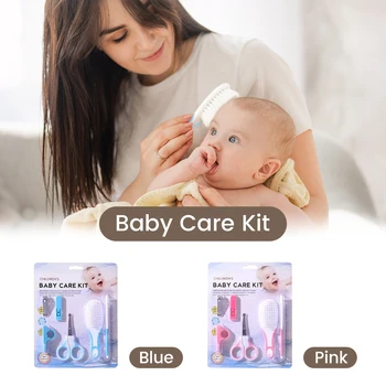 6PCS/Set of Baby Care Package With Suction Cards Includes a Comb, Brush and Nail Clipper Set for Home Use