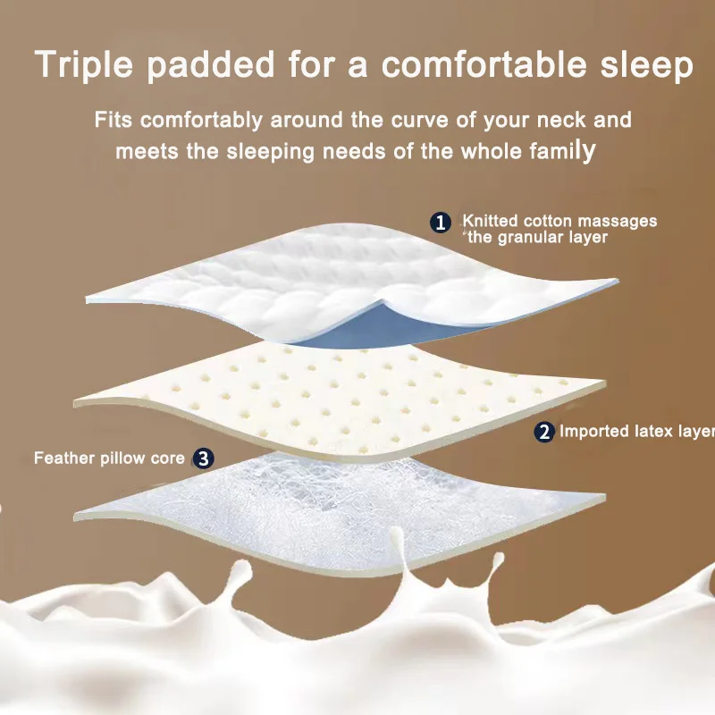 Latex Fiber Pillow Not Collapse 48x74cm Relaxing Neck Help Sleep Pillows 3