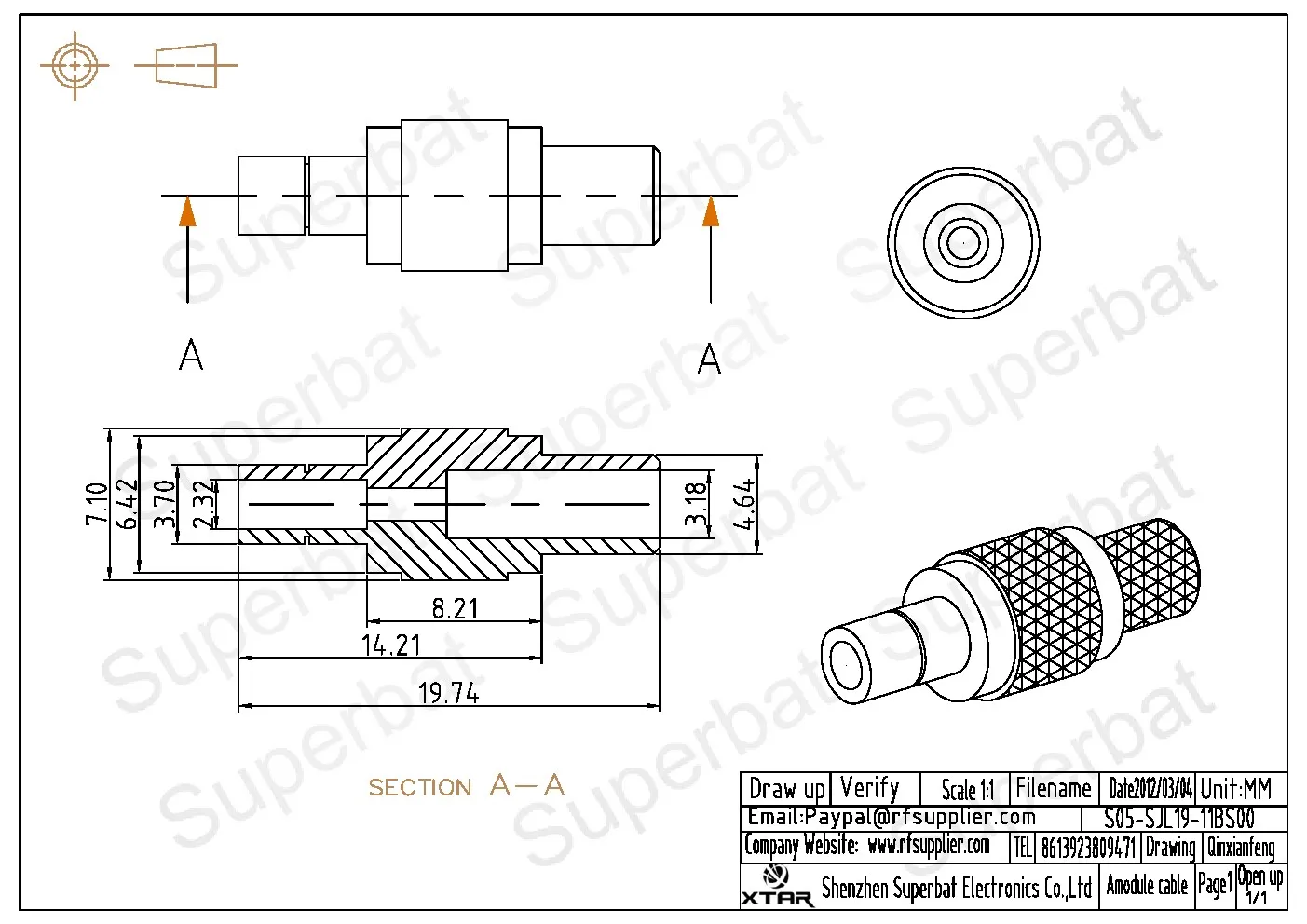 RF Coaxial Connector for Cable RG58 LMR195