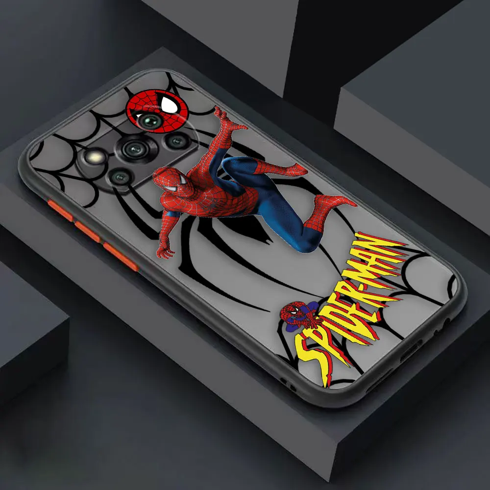 thumbnail image 1 of Matte Case for Xiaomi POCO X4 X3 X2 M4 M3 M2 F4 F3 GT F2 C40 CC9 PRO 4G 5G A3 MIX4 CIVI Case Funda Shell Marvel Spider-Man Combo, 1 of 5