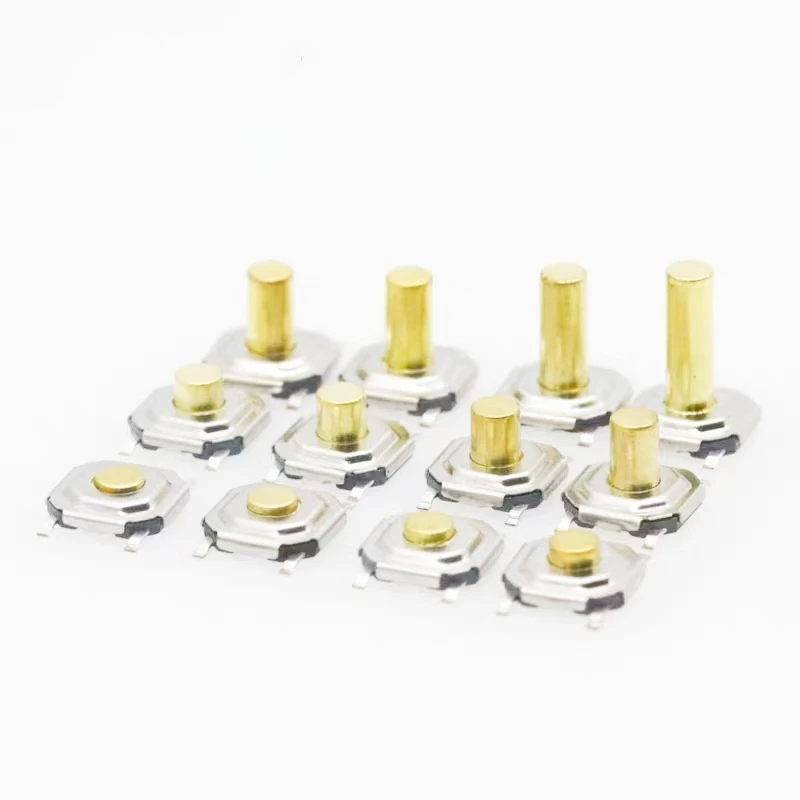 50 stücke 5,2x5,2mm (4*4) H = 1,5/1,6/1,7/2,0/2,5/3,0/4/5/6/7/8/9mm Momentary Metall Tact Push Button Schalter 260GF SMT 4PIN Schlüssel Taste