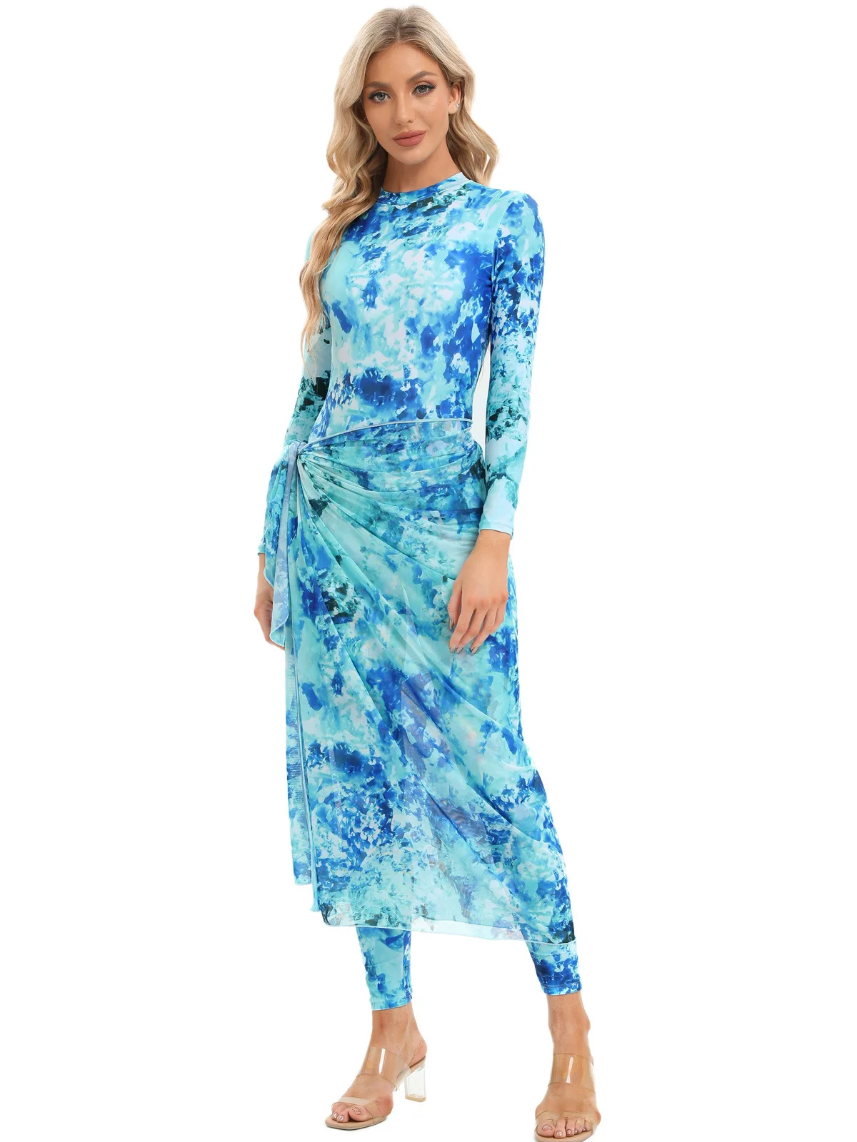

Muslim Swimwear Modest 4 Pieces Swimsuit Women Hijab Swimming Wear with Cover Ups Islamic Burkini Hijabs Long Sleeve Beachwear