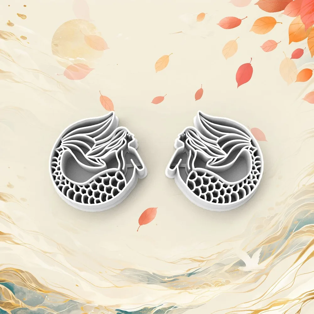 2Pcs 인어 폴리머 클레이 커터 세트 DIY 귀걸이 쥬얼리용 속이 빈 스케일 인어 몰드 인어 애호가를 위한 완벽한 선물