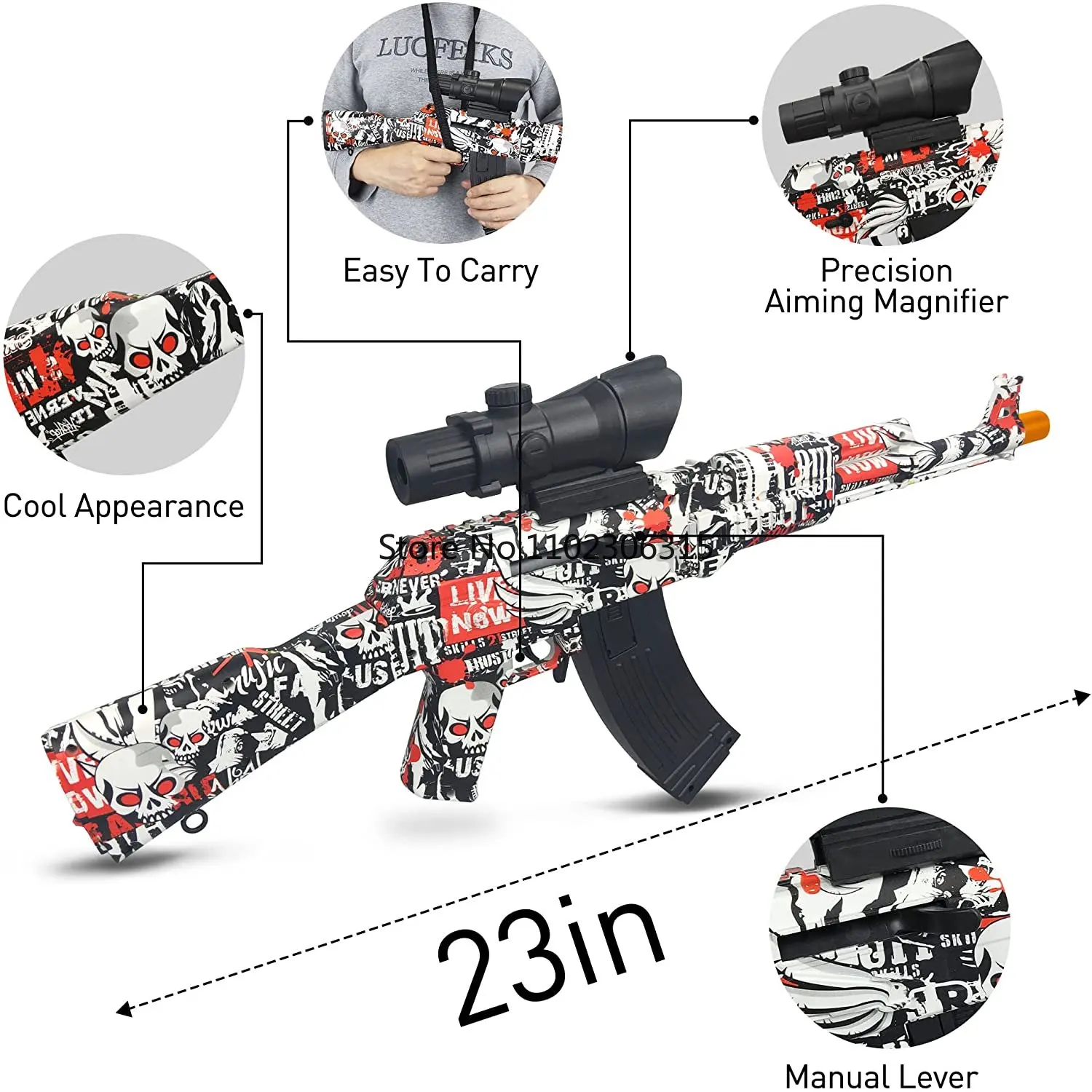 AK47 Splatter Ball Gel Blaster 2 in 1 Modes Electric Manual Toy Gun