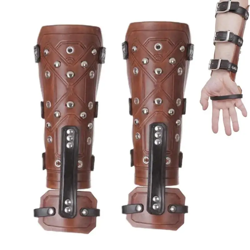 

Medieval Steampunk Men's Armguards Boxing Gloves Vintage Leather Bracer Cosplay Party Knight Wristband Props