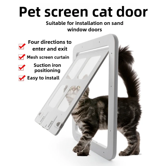 Indoor Cat Gate Mesh High Cat Gates Screen Hanging Magnet Positioning Cats Gate Window Enter Exit Kitten Flap Door Pet Supplies 2