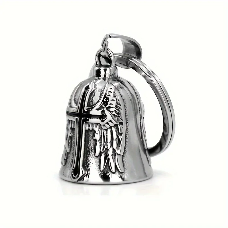 Zinc Alloy Motorcycle Angel Wings Cross Bell Pendant for Men