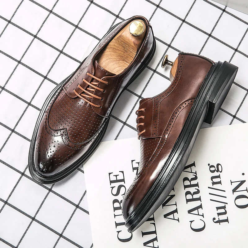 

Luxury Lace Up Oxford Shoes Men Big Size Pointed Head Leather Shoes for Men Chaussures Homme Office Dress Shoes Men