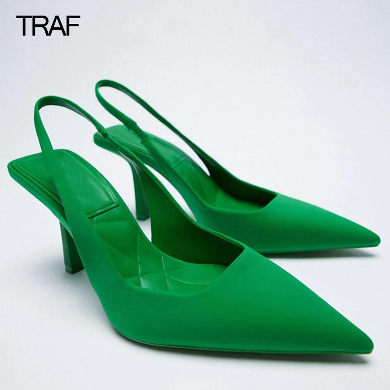 green slingback heels zara