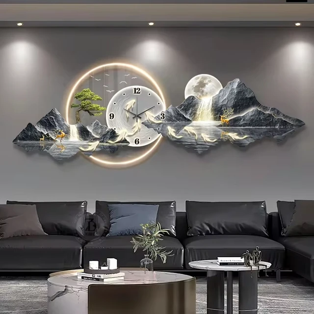 ออกแบบหรูหรานาฬิกาแขวนผนังห้องนั่งเล่น LED ความงาม Minimalist Wall นาฬิกาเงียบแฟชั่น Nordic Horloge Murale ตกแต่งบ้าน 1