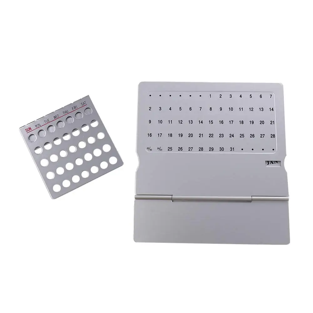 1Pc Super Perpetual Unique 100 Years Calendar Aluminum Alloy Metal Table  English Calendars Office Desk Decor Gift