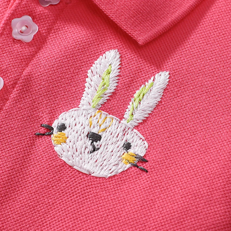 Baby Girls 2025 New Summer Kids Clothes Children's Clothing Cotton Embroidered Cartoon Rabbits Dresses Gifts