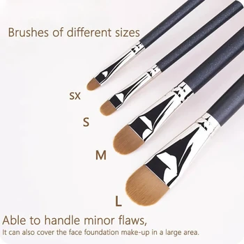 Flat Round Ultra-thin Foundation Concealer Makeup Brush Professional Contour Liquid Cream Concealer Make-up Tool 4 Types Sizes 1