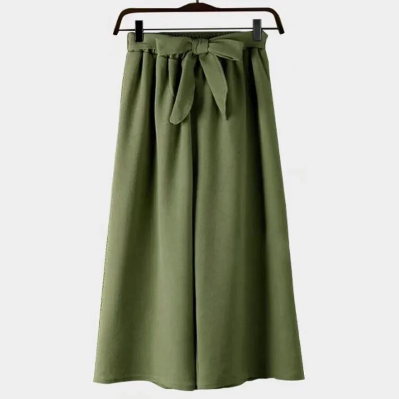 

Summer New High Waist Thin Wlastic Waist Tie Bow Tie Wide Leg Pants Female Nine-Point Pants Casual Straight Pants Women