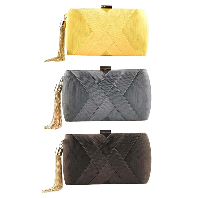 Evening Envelop Clutch Bag With Removable Wristlet Handle 