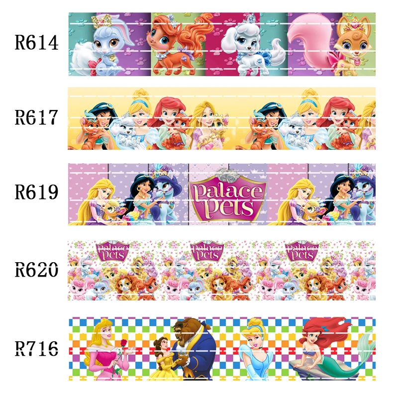 

50 yard Cartoon character 7/8inch 1inch 1.5inch 2inch 3inch printed princess grosgrain ribbon bow R716