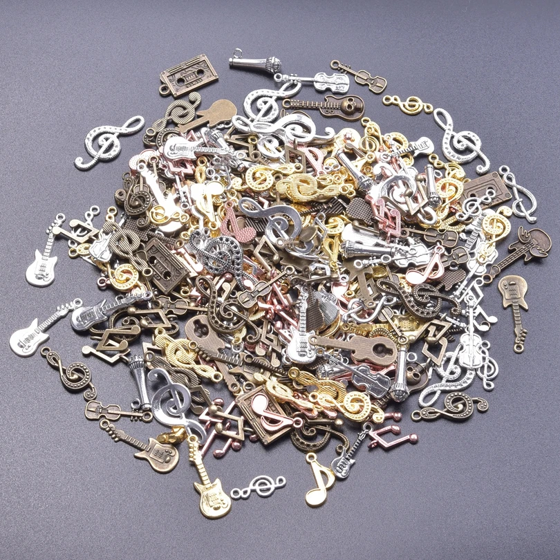 

10-100pcs Random Mix 4 Color Music Instruments Note Headphone Charms Microphone Musician Pendant Jewelry Making DIY Accessories