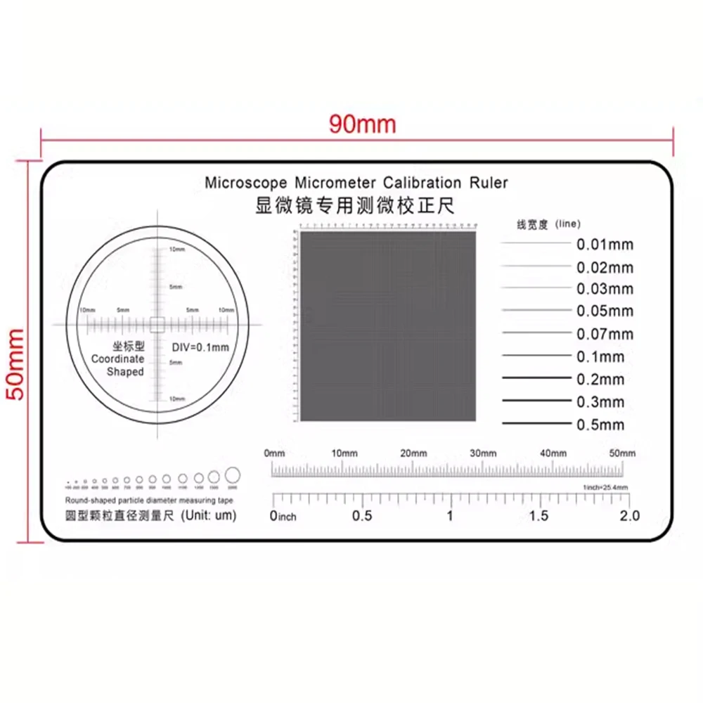 Microscope Micrometer Calibration Film Ruler Magnifier Grid Reticule Stains Dot Gauge Plastic Ruler Radius Area Diameter Measure film ruler microscope micrometer