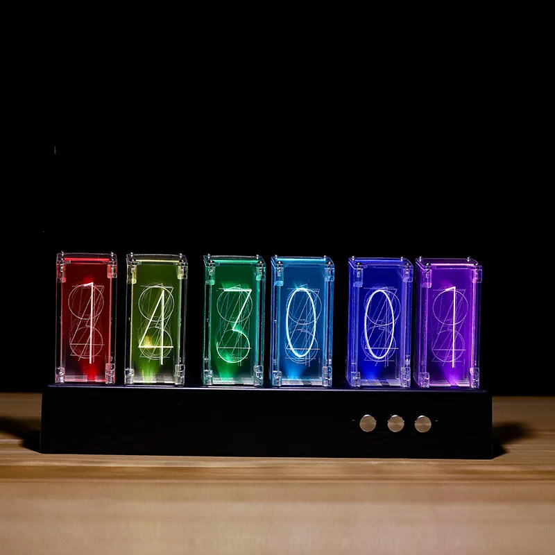 

NEW Digital RGB Nixie Tube Clock Night Lamp Colorful LED Night Light Glows for Home Room Desktop Decoration for Kids Adults Gift