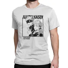 Camiseta de Jujutsu para hombre, camisa de cuello redondo, de algodón, Estilo Vintage, Anime, Kaisen, Gojo, Satoru, Harajuku