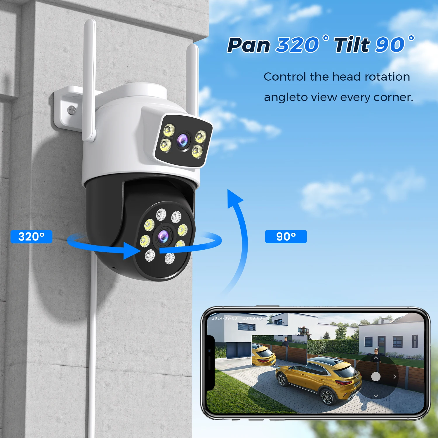 8MP PTZ 5G HZ Wifi Camera Night Vision Human Detection 10MP Outdoor CCTV Wifi Su