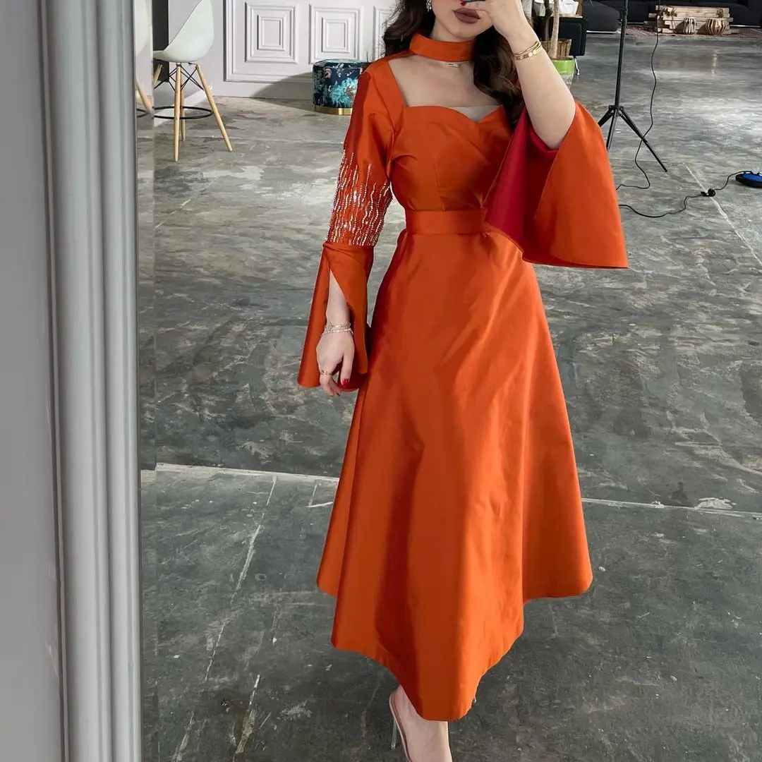 Designer Collection Princeton orange anarkali gown with resham work |  LSTV0759