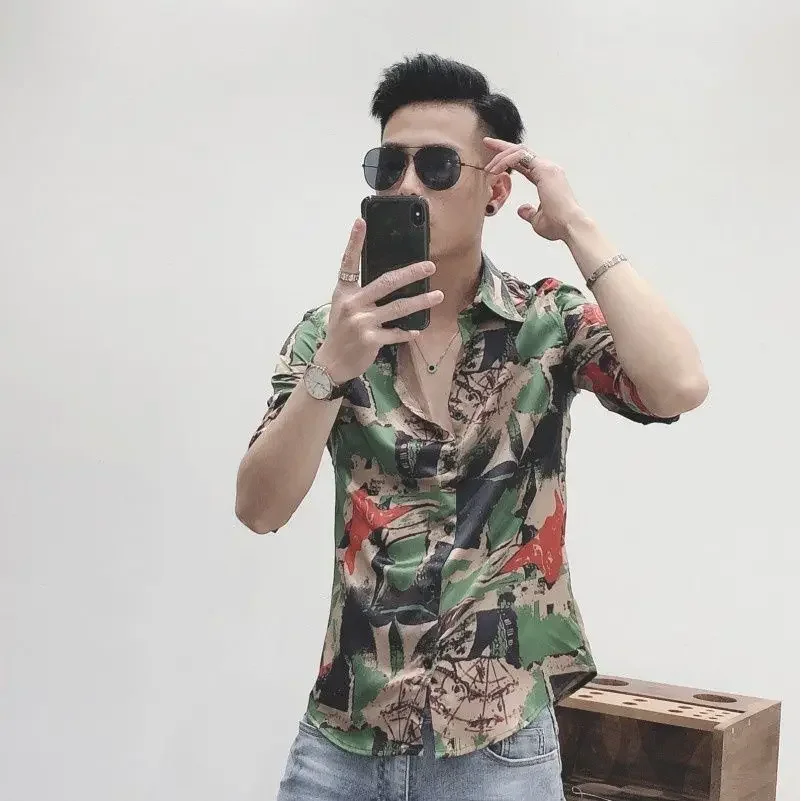 Camisas masculinas estampadas con gráficos coloridos Camisa para hombre con estampado Verano Cosas baratas Cómodas Venta regular Moda 2024 Marca