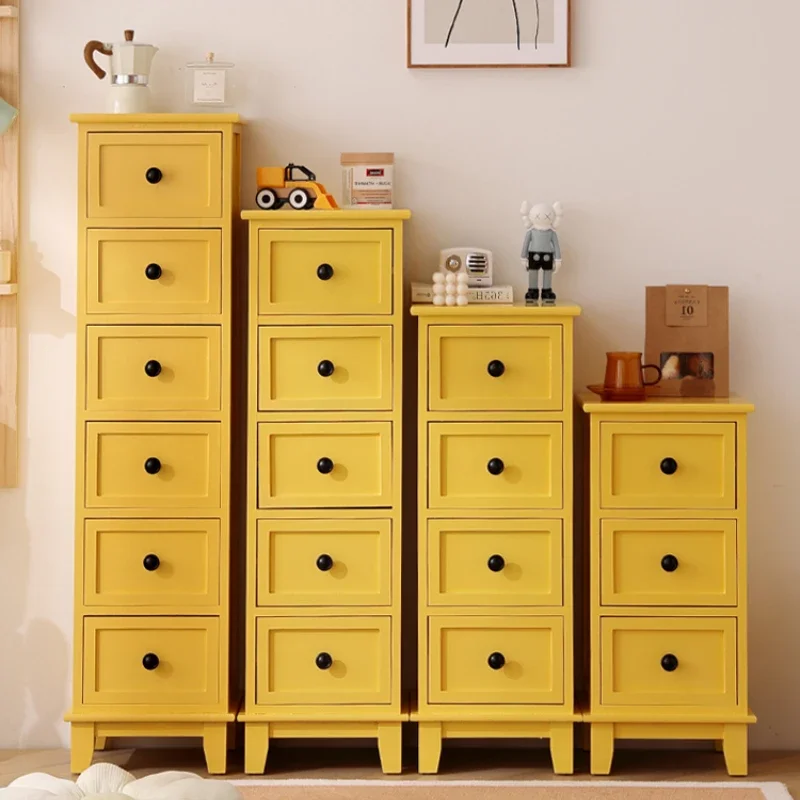 Retro Thickened Solid Wood Chest of Drawers Fashionable Simple Narrow Cabinets Drawer Type Multi-layer Corner Storage Locker