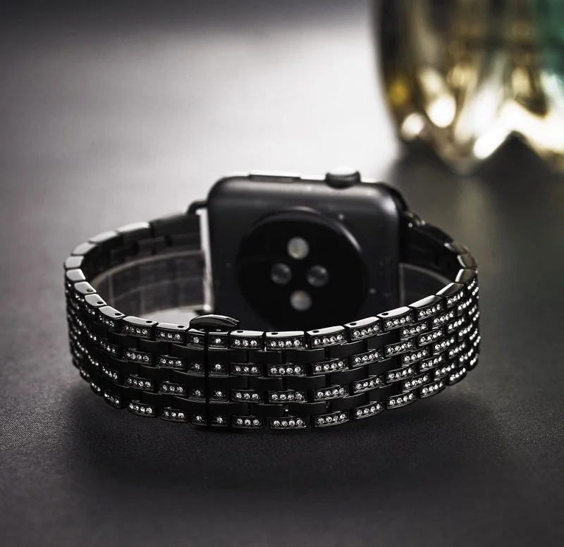 Luxury Diamond Metal Strap For Apple Watch Ultra 49mm 8 7 41/45mm For iWatch Series 6 5 432 44 40mm 42 38mm Stainless Steel Band