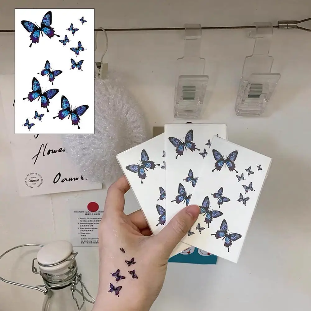 

Sexy Clavicle Tattoo Sticker Blue 3D Pattern Men Women Art Free Ship Body Stickers Tattoo Waterproof Tattoo Disposable Temp I8S6