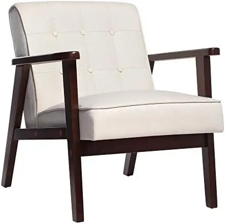 

Chair with Solid Wood Armrest and Feet, Mid-Century Modern Accent Sofa, for Living Room Bedroom Studio, Light Gray Bag chair Ply
