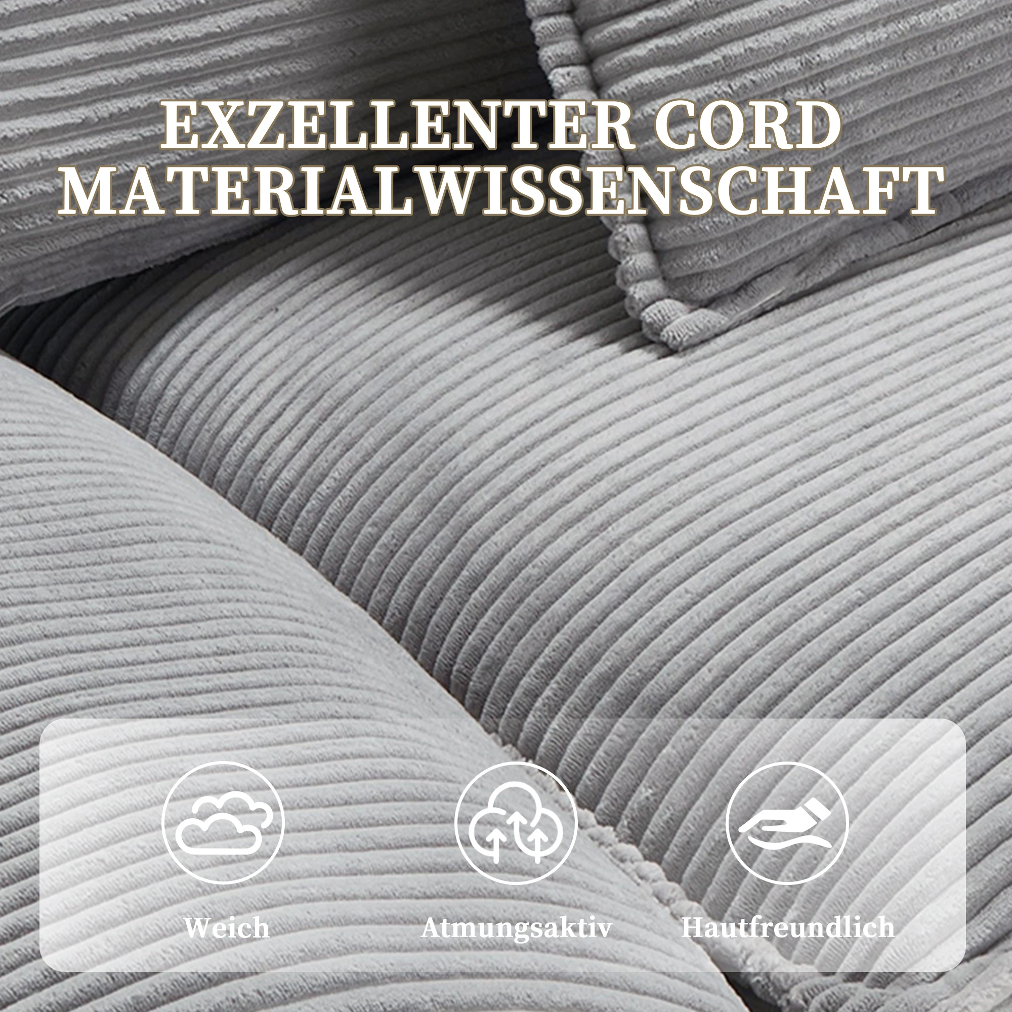 Modernes, minimalistisches Schlafsofa – Federkissen + geräumiges Design, ergonomisches gepolstertes Doppelsofa, platzsparende Möbel – Detail 4