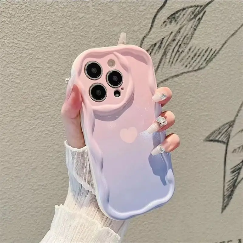 thumbnail image 1 of Case for IPhone 15 14 Pro Max 11 13 12 Mini XR 8 7 Plus X XS SE 2020 2022 Cover Love Heart 3D Wavy Curved Edge Soft Clear TPU, 1 of 5