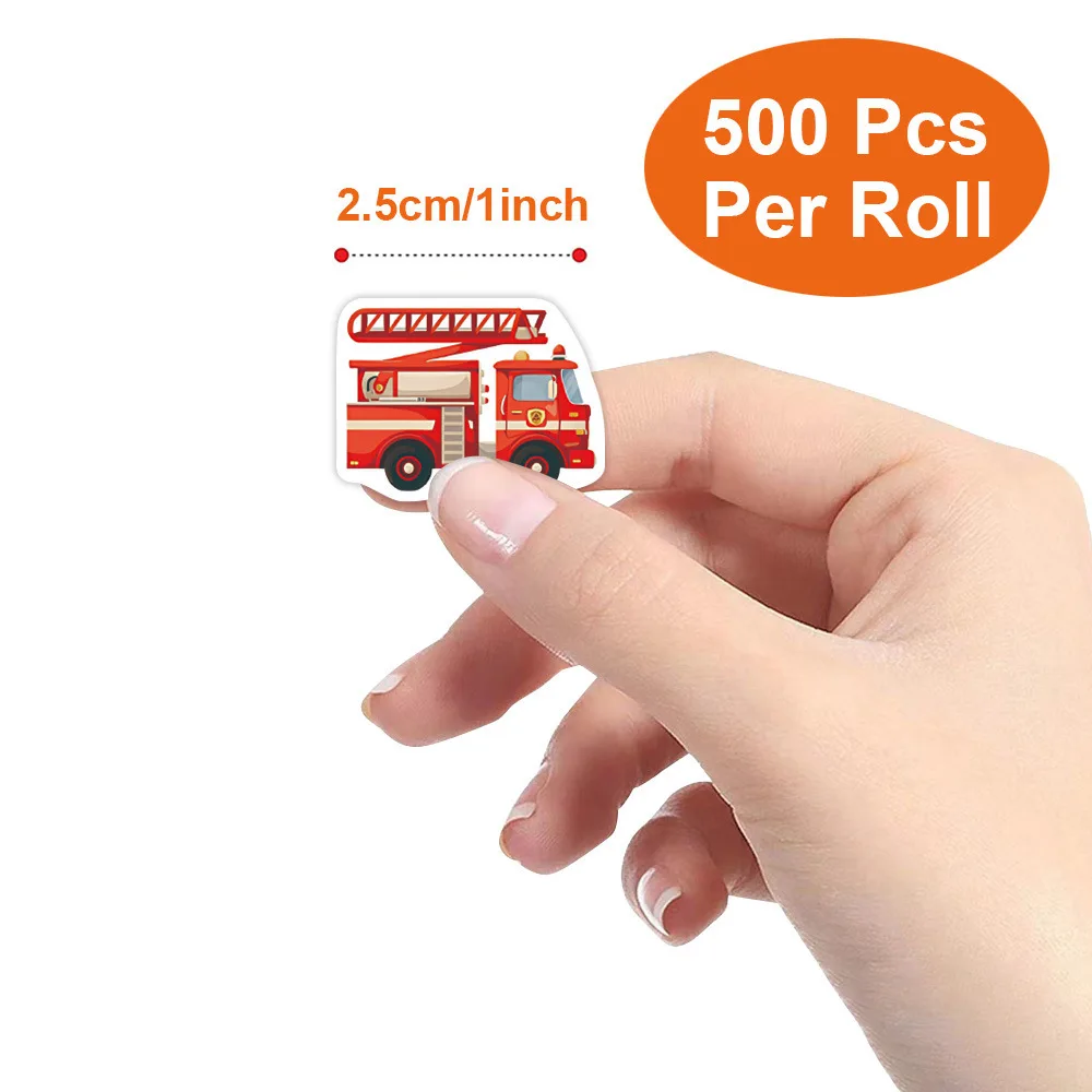 500PCS Fire Truck Roll Stickers Graffiti Cartoon Art Gift Scrapbooking Living Room Phone Community Skateboard Nostalgia Sticker