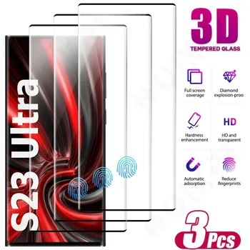 삼성 갤럭시 S24 울트라 S23 울트라 S22 S21 FE 노트 20 용 강화 유리, 곡선 풀 스크린 보호대 커버, 1-3 개
