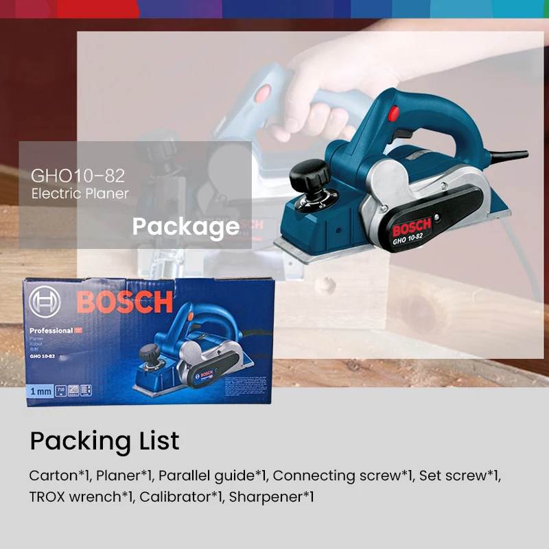 Bosch GHO 10-82 Electric Planer 710W Professional Planer HHS Planer Blades Heavy Duty Multi Hand-Push Planer Woodworking Machine 6