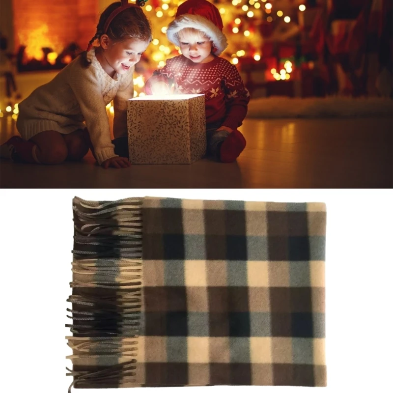 Christmas Long Plaids Blanket 160x30cm Oversized Winter Fall Warm Scarf Big Tartan Scarves Wrap Shawl Classical Tassels 4