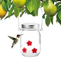 Garden Hummingbird Feeder Small Top Fill Mason Jar With Flower Ports Mason Jar Bird Dish Feeder Garden Decoration For Window And 1